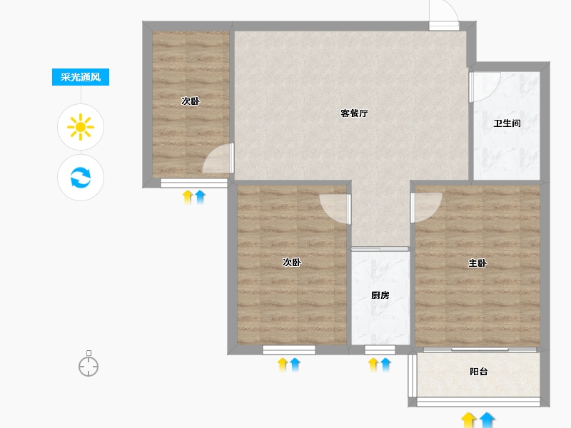 山西省-忻州市-开莱国际社区-85.00-户型库-采光通风