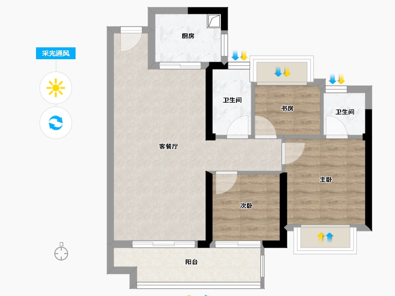 福建省-漳州市-明发金域蓝湾-71.54-户型库-采光通风