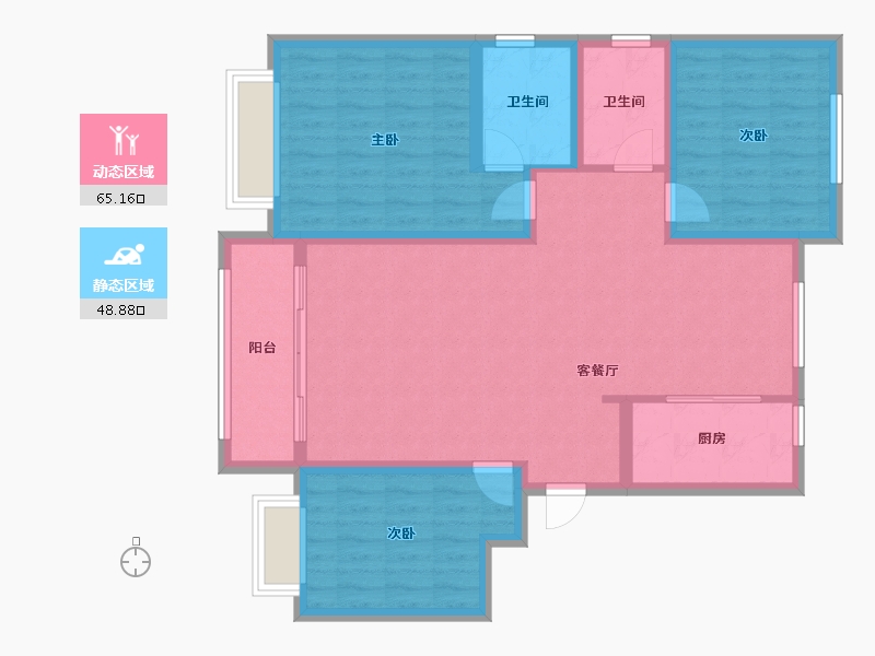 山东省-聊城市-冠宏直隶村小区-102.40-户型库-动静分区