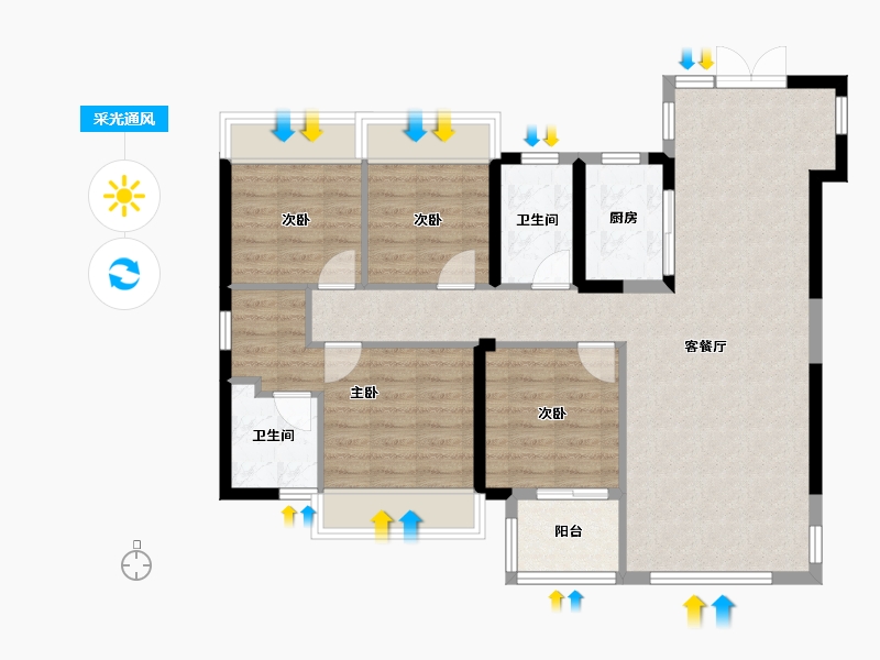 福建省-莆田市-宝厦水韵华庭-94.62-户型库-采光通风