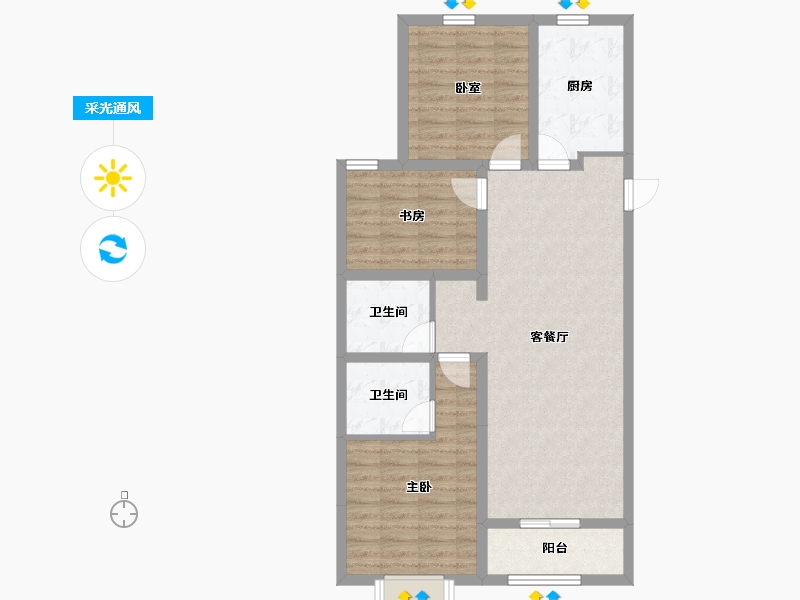 山西省-吕梁市-泰化南庭院-95.00-户型库-采光通风