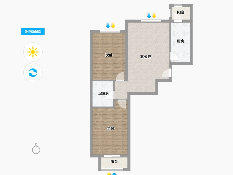 北京-北京市-白墙子-71.20-户型库-采光通风