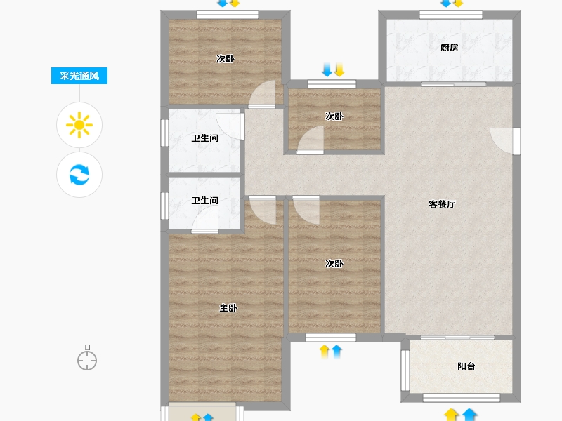 安徽省-合肥市-联投新安里C区-99.20-户型库-采光通风