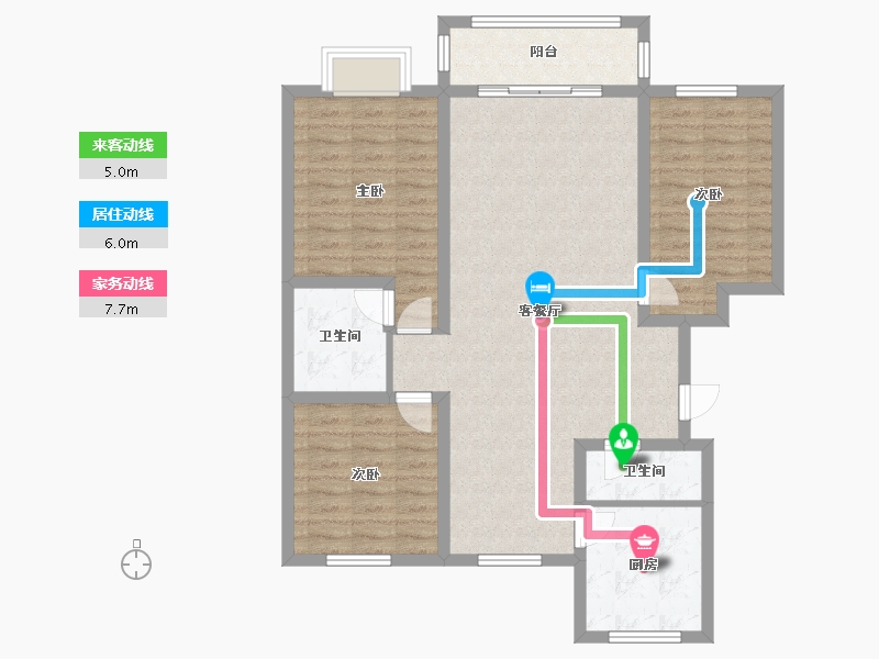 内蒙古自治区-呼和浩特市-卓越新城-101.86-户型库-动静线