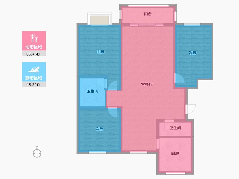 内蒙古自治区-呼和浩特市-卓越新城-101.86-户型库-动静分区