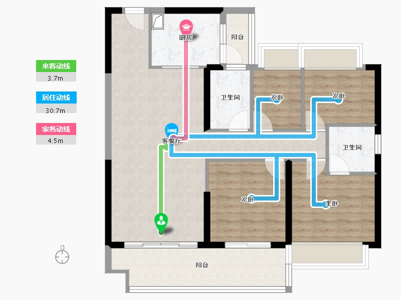 广东省-梅州市-客天下碧桂园天誉-96.70-户型库-动静线