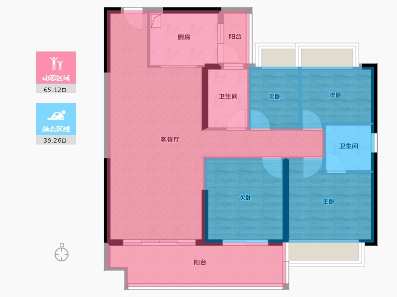 广东省-梅州市-客天下碧桂园天誉-96.70-户型库-动静分区