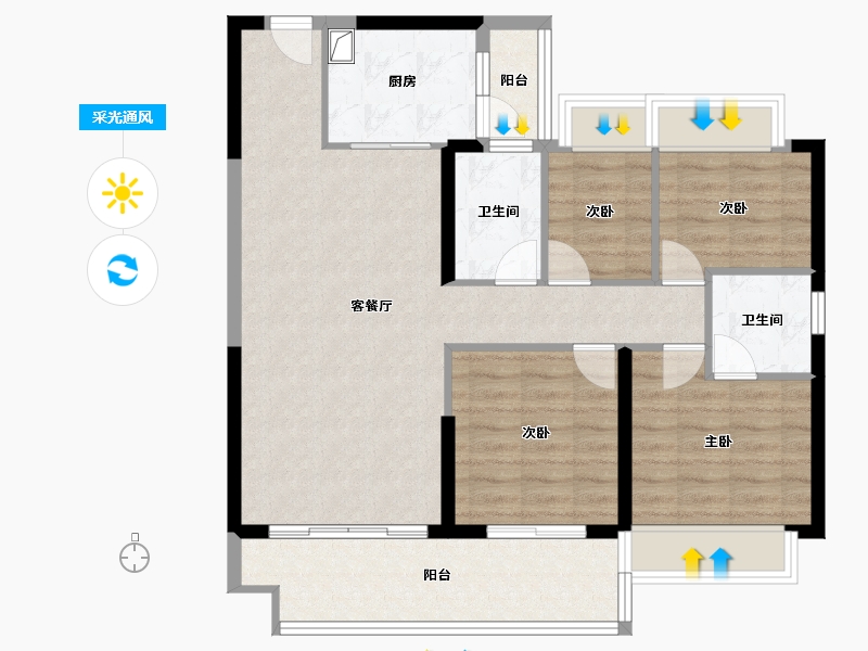 广东省-梅州市-客天下碧桂园天誉-96.70-户型库-采光通风