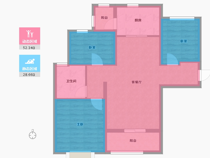 陕西省-渭南市-恒大御景半岛-82.40-户型库-动静分区