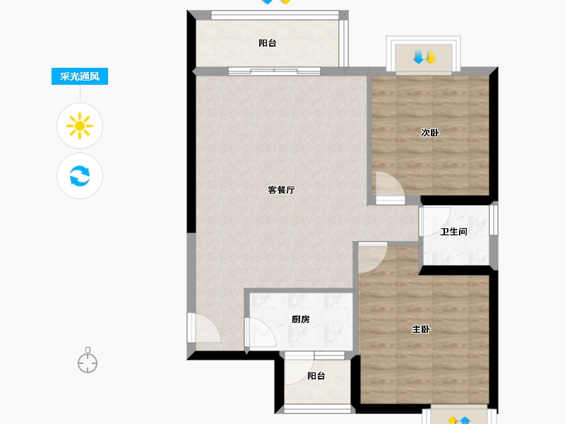 福建省-龙岩市-金湖锦苑-70.14-户型库-采光通风