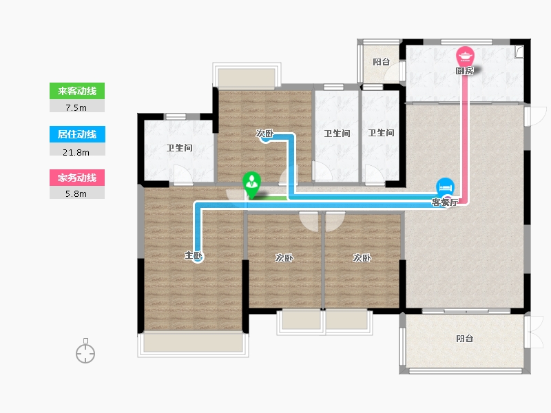 广东省-肇庆市-鸿益幸福湖畔-A区-124.80-户型库-动静线