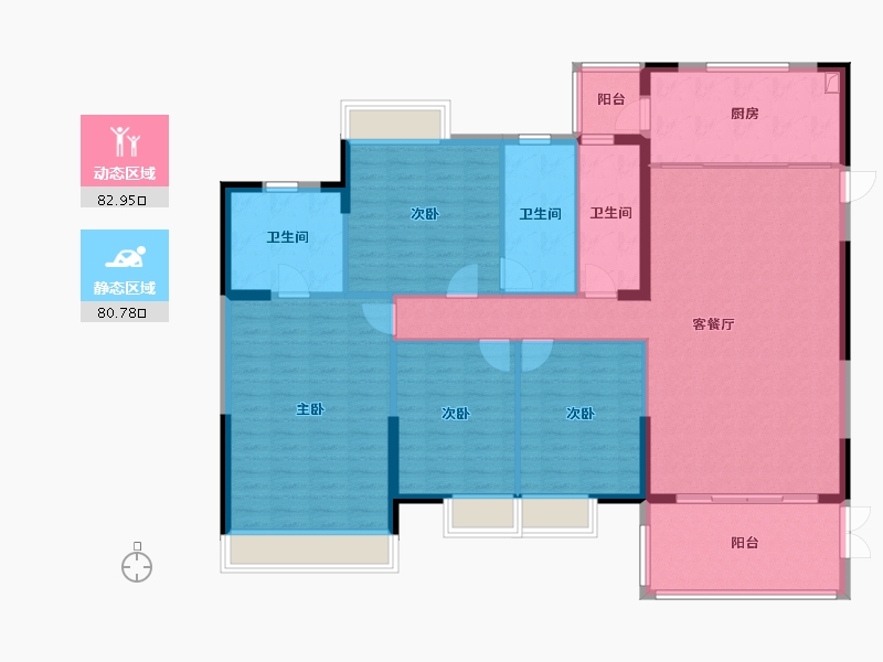 广东省-肇庆市-鸿益幸福湖畔-A区-124.80-户型库-动静分区