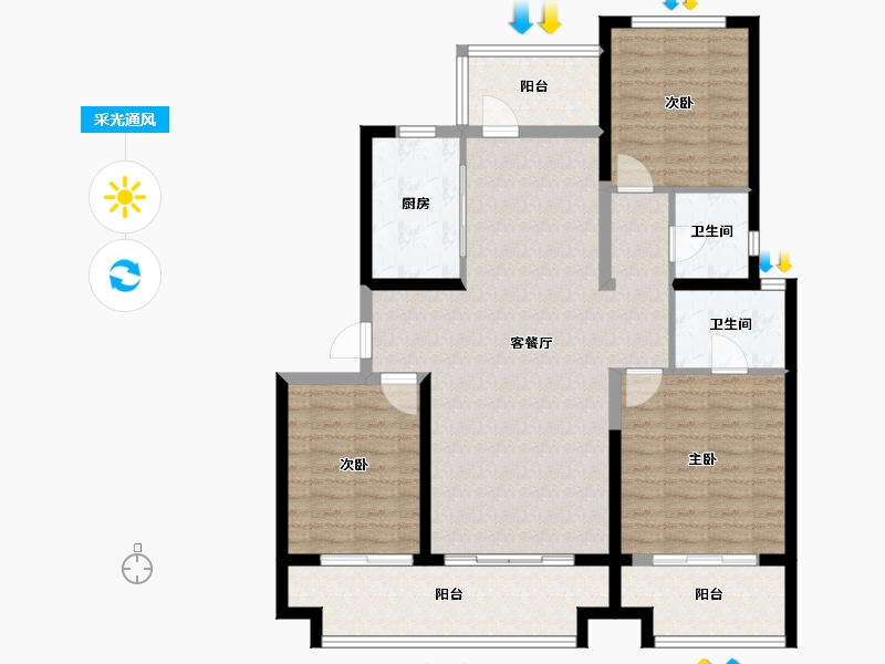 河北省-沧州市-中亚芳园-111.60-户型库-采光通风