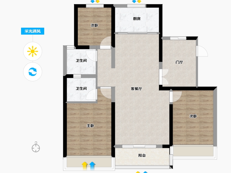 山西省-运城市-紫郡上上城-103.29-户型库-采光通风