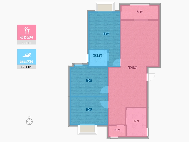 广东省-佛山市-俊雅二期-85.60-户型库-动静分区