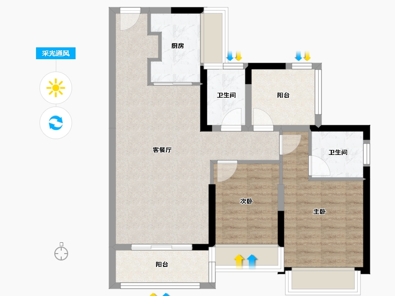 广东省-佛山市-水岸云天-76.38-户型库-采光通风