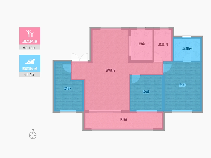 青海省-海东市-中房海东萨尔斯堡住宅社区-108.80-户型库-动静分区