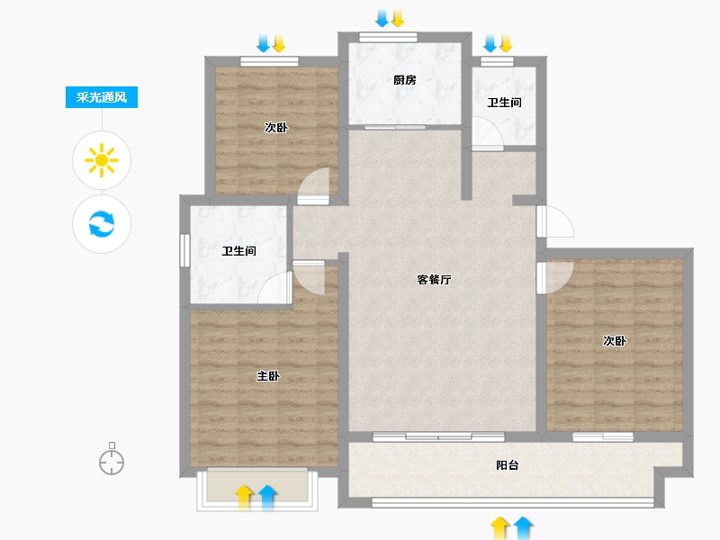 山东省-德州市-大业·锦绣名苑-113.18-户型库-采光通风