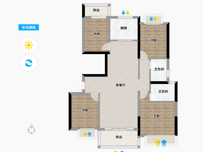 广东省-潮州市-潮州龙光阳光华府-104.80-户型库-采光通风