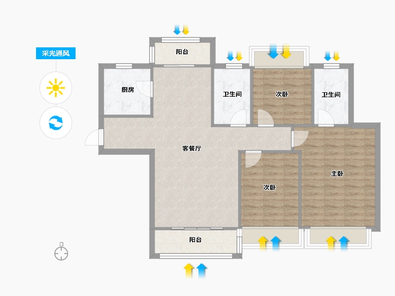 广西壮族自治区-柳州市-云星钱隆世家-92.00-户型库-采光通风