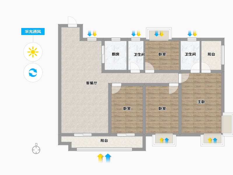 广西壮族自治区-钦州市-光大·新生活-光大五期-104.00-户型库-采光通风