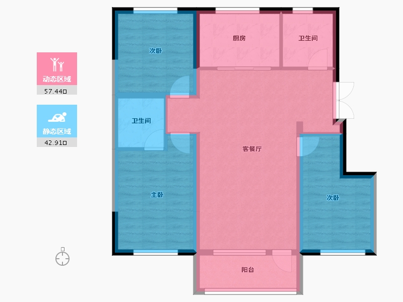 辽宁省-葫芦岛市-书香苑-99.11-户型库-动静分区