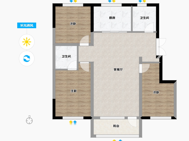 辽宁省-葫芦岛市-书香苑-99.11-户型库-采光通风