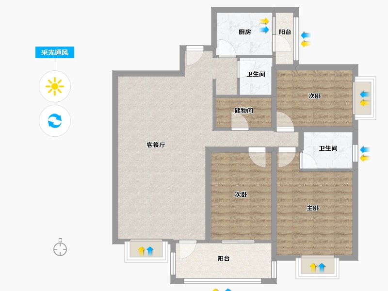 四川省-成都市-齐力碧水湾-104.00-户型库-采光通风