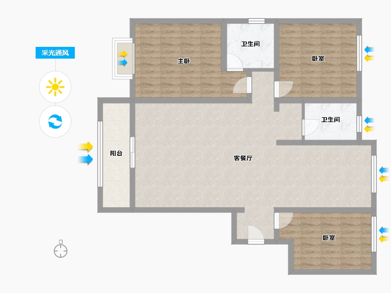 山西省-长治市-龙港新城2期-132.00-户型库-采光通风