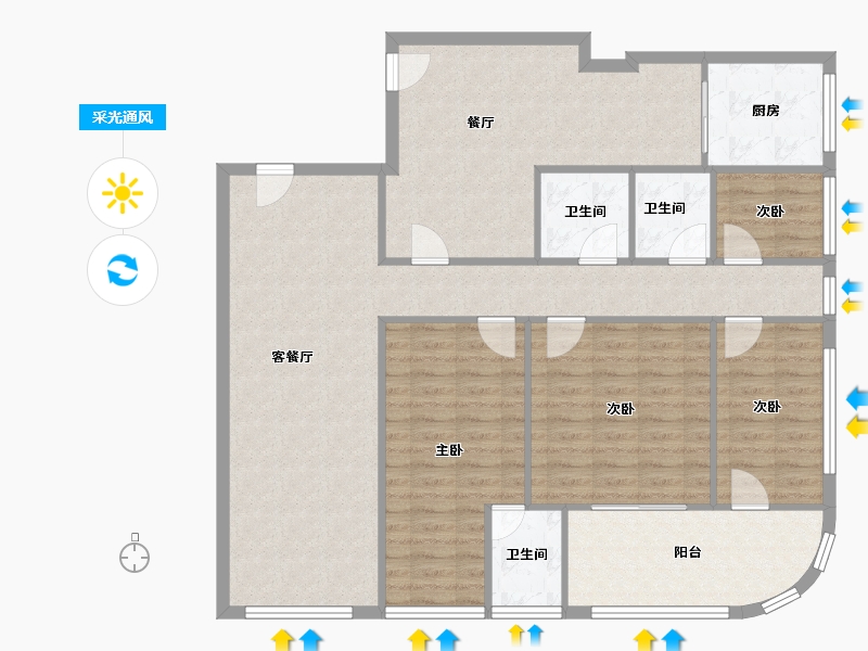 福建省-厦门市-惠盛花园-128.00-户型库-采光通风