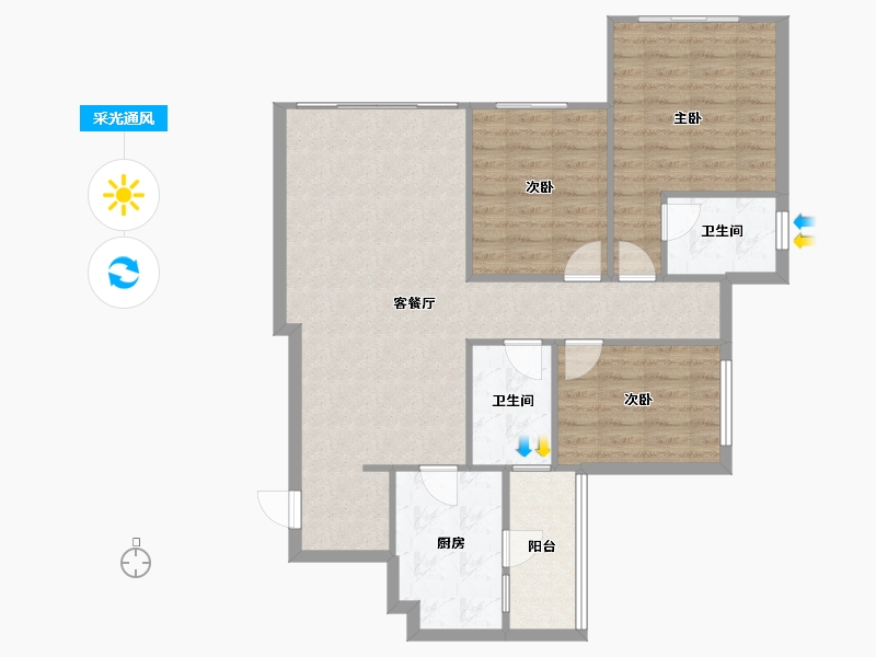 四川省-眉山市-圆中润达丰滨江郦城-88.00-户型库-采光通风