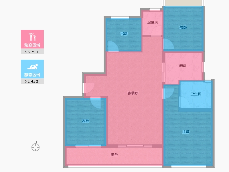 浙江省-杭州市-滨康天曜城-111.20-户型库-动静分区