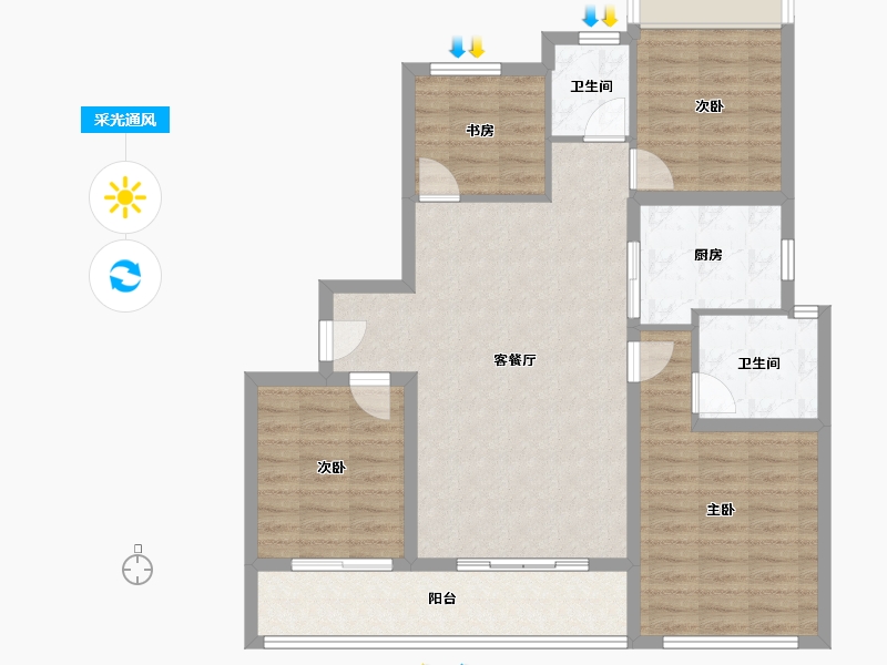 浙江省-杭州市-滨康天曜城-111.20-户型库-采光通风