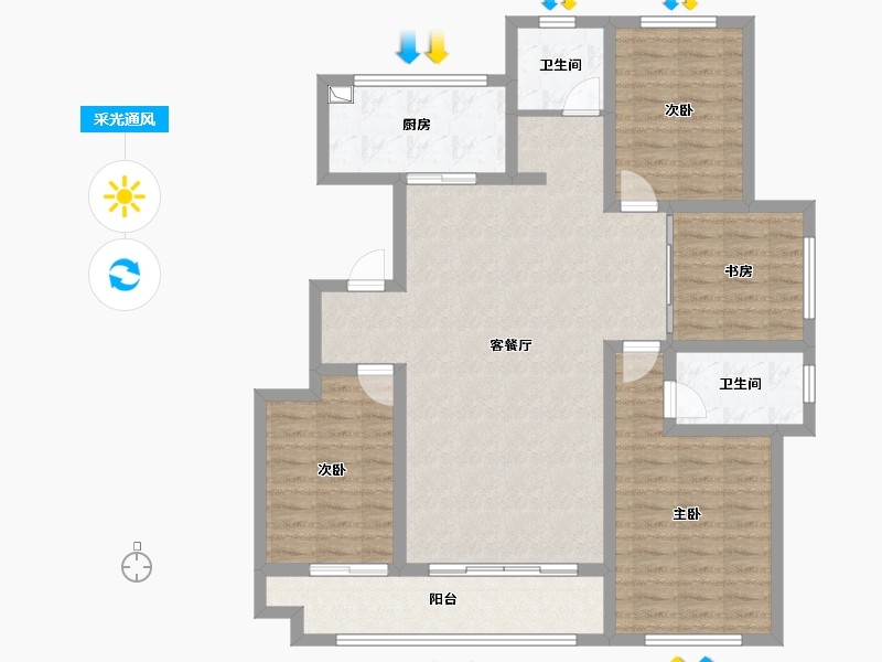 山西省-长治市-圣泰祥和湾-128.66-户型库-采光通风