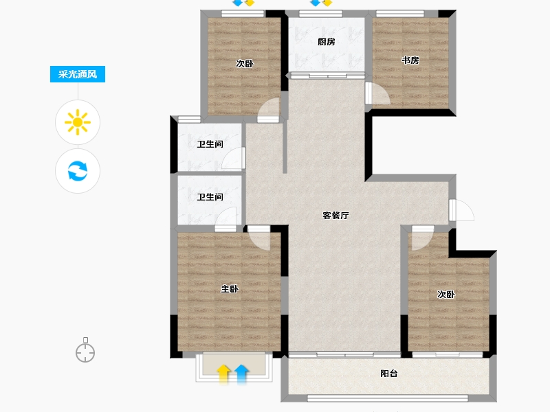 山东省-潍坊市-中房花漫里-113.43-户型库-采光通风