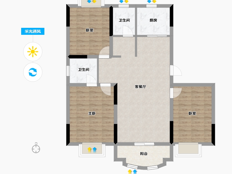 安徽省-巢湖市-信泰国际豪庭-85.00-户型库-采光通风