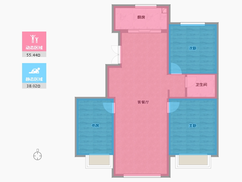 内蒙古自治区-通辽市-向阳新天地-92.80-户型库-动静分区