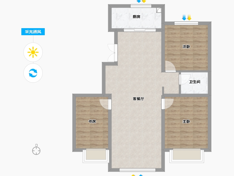 内蒙古自治区-通辽市-向阳新天地-92.80-户型库-采光通风