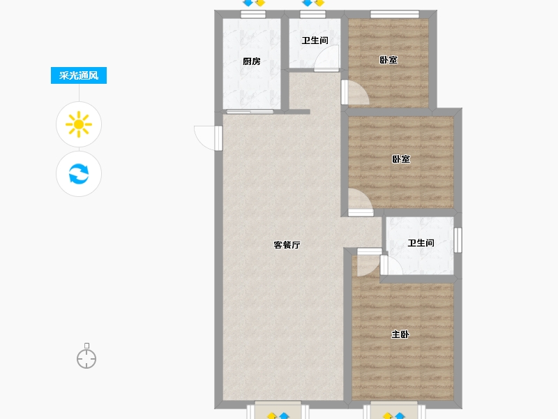 新疆维吾尔自治区-乌鲁木齐市-紫煜臻城-臻园-93.70-户型库-采光通风