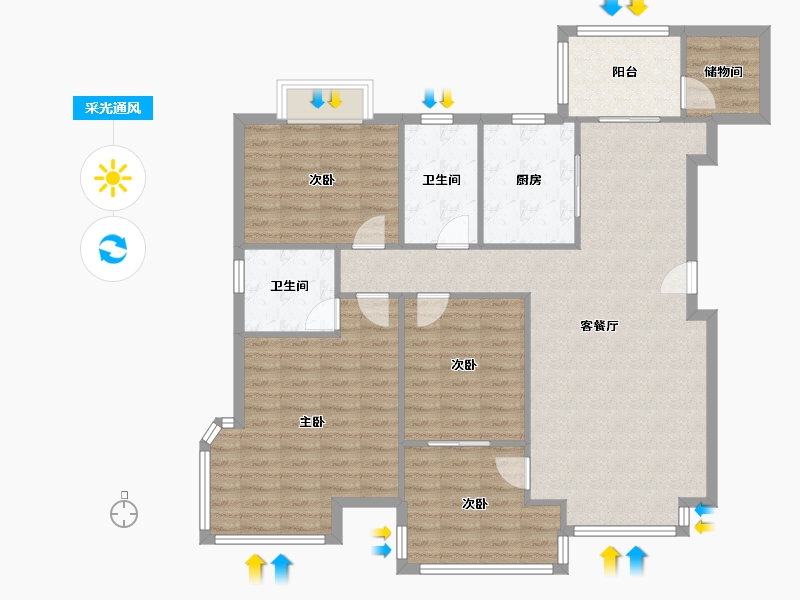 广东省-珠海市-菁华名苑-110.47-户型库-采光通风