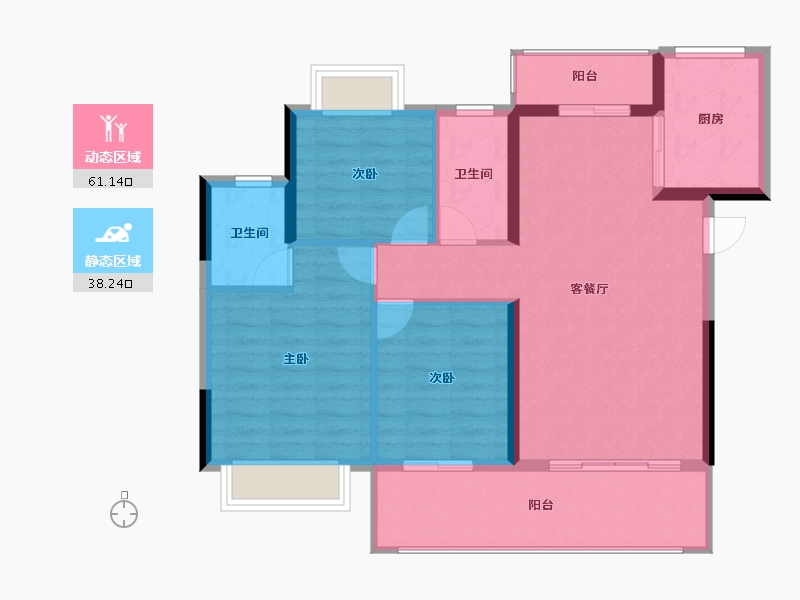 广东省-惠州市-华洪明珠花园-88.80-户型库-动静分区