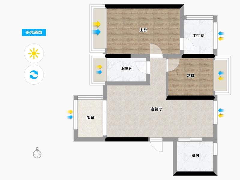 四川省-宜宾市-碧桂园时代之光二期-80.00-户型库-采光通风