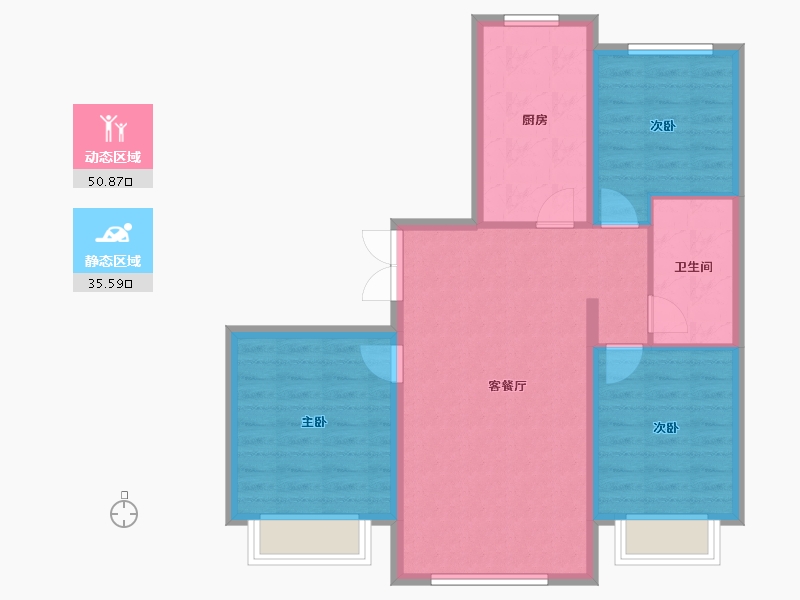 内蒙古自治区-通辽市-向阳新天地-91.20-户型库-动静分区