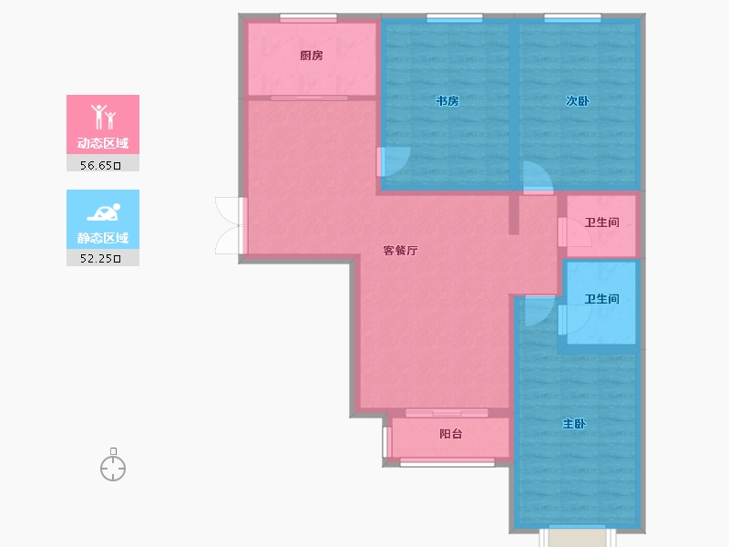 内蒙古自治区-呼和浩特市-厂汉板乾沁源-二期-102.24-户型库-动静分区