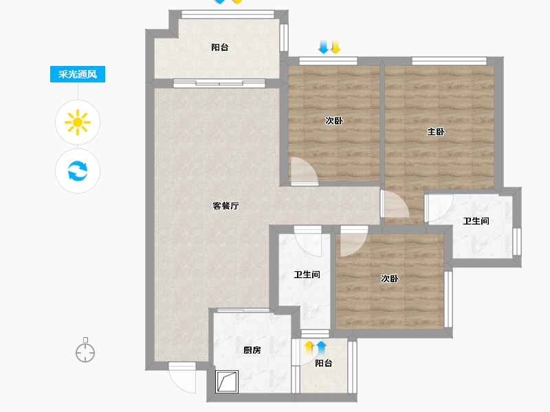 四川省-广安市-雍河湾-71.92-户型库-采光通风