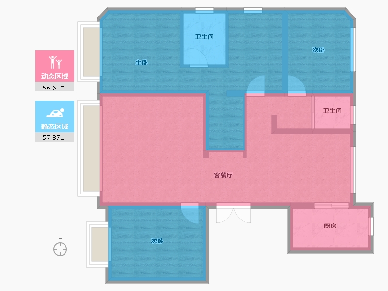 新疆维吾尔自治区-乌鲁木齐市-秦基壹号院-110.56-户型库-动静分区