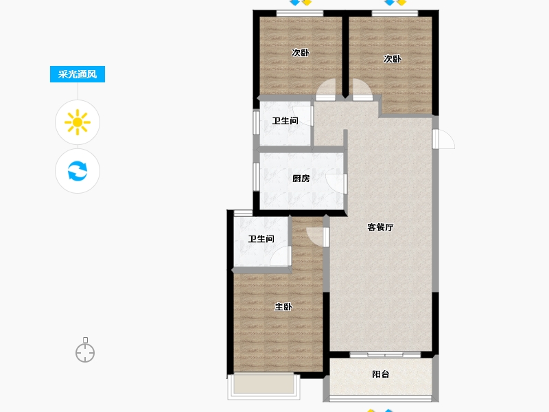 河南省-郑州市-运河明珠一号院-100.00-户型库-采光通风