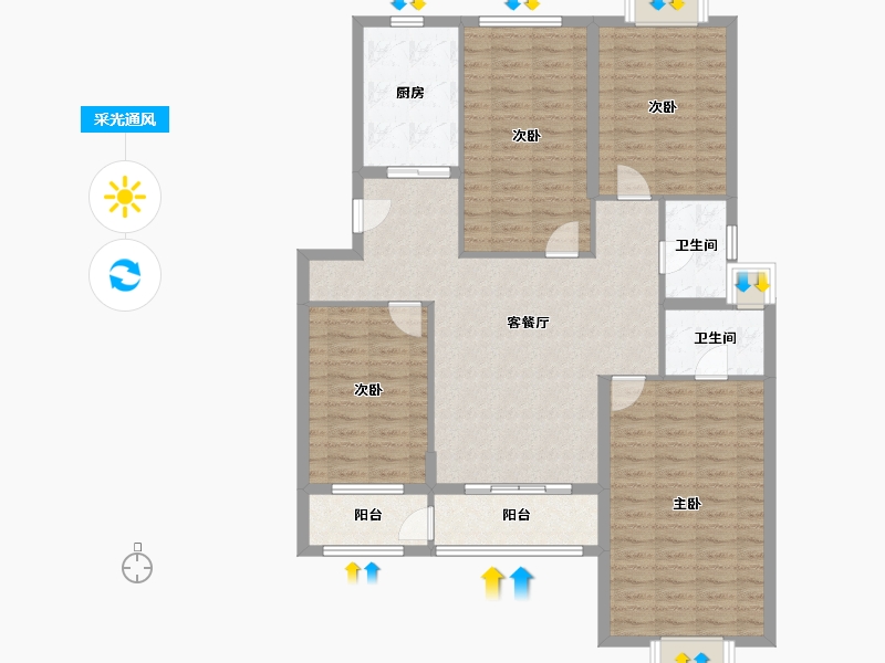 江苏省-苏州市-文萃苑-114.40-户型库-采光通风