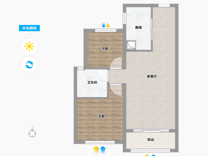 河北省-石家庄市-恒扬 公园八号-68.80-户型库-采光通风