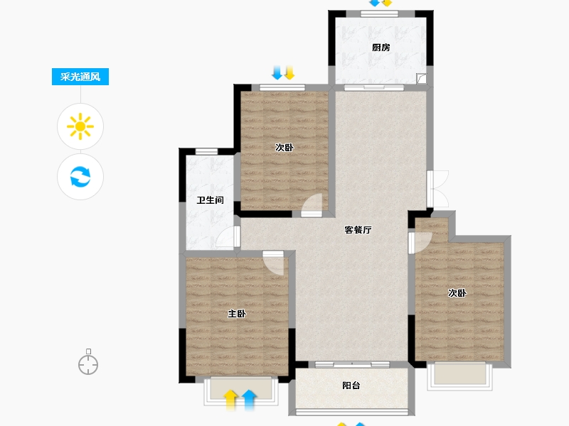 河南省-焦作市-龙佰桂园-111.20-户型库-采光通风